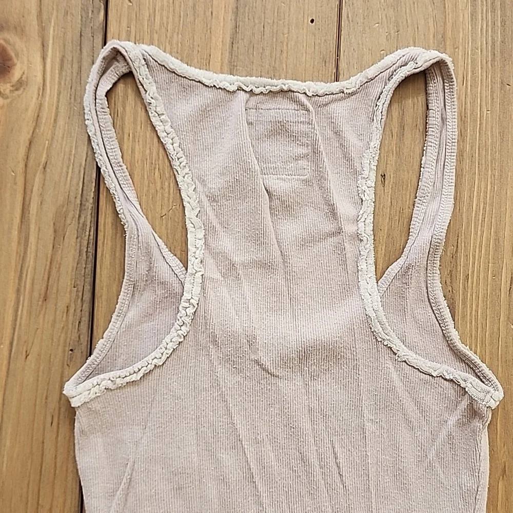 Hollister HCO Tan Tank Top with Lace Detailing